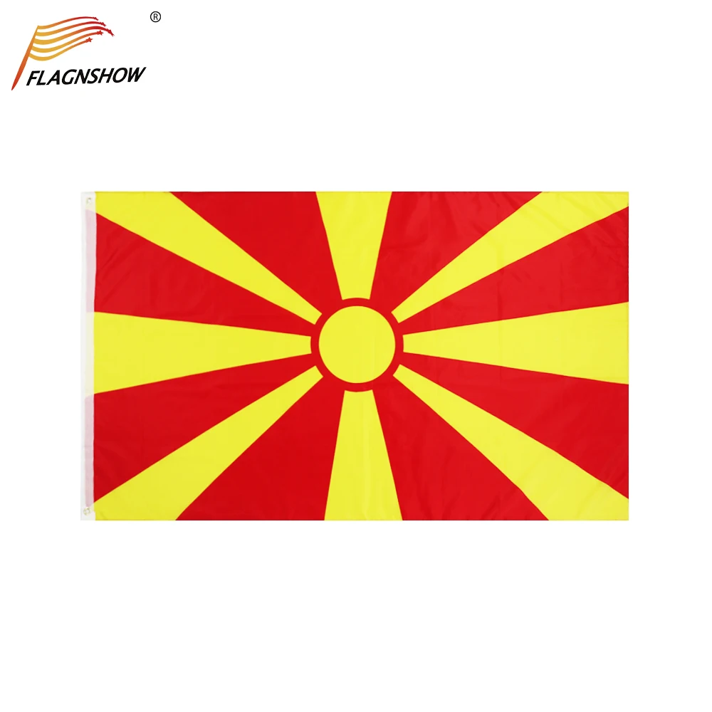 

Flagnshow Macedonia Flag One Piece 3X5 FT Hanging Polyester Macedonian National Banner with Brass Grommets