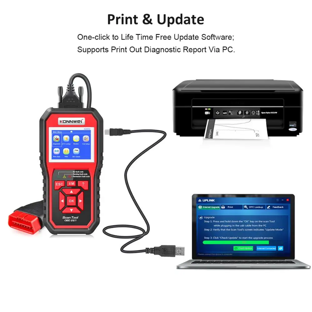 OBD 2 Автомобильный сканер OBD2 KONNWEI KW850 полный ODB2 многоязычные автомобильные