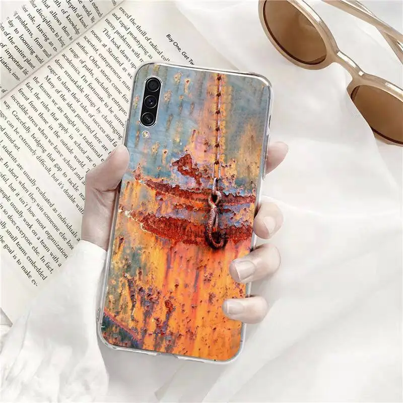

Rusty style Iron Phone Case Transparent for Samsung A71 S9 10 20 HUAWEI p30 40 honor 10i 8x xiaomi note 8 Pro 10t 11 funda coque