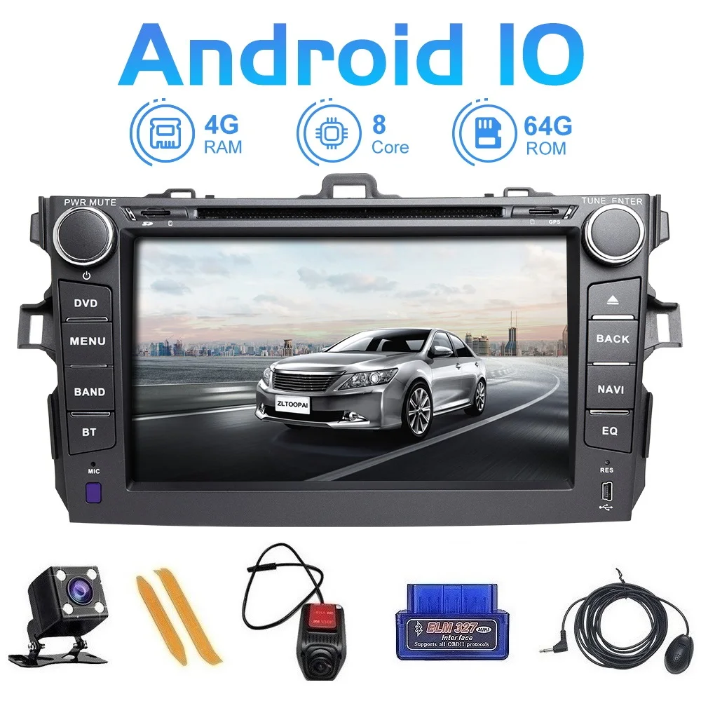 ZLTOOPAI Автомобильный мультимедийный плеер Android 10 для Toyota Corolla 2007 2008 2009 2010 2011 gps DVD