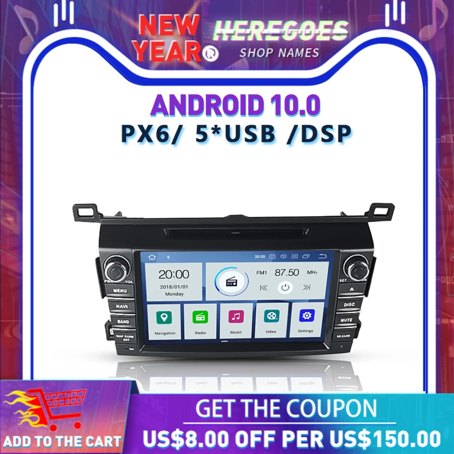 Автомобильный DVD плеер PX6 DSP IPS Android 10 4 Гб 64 памяти Wifi GPS карта RDS радио Bluetooth 5 0 для