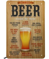 beer tin signskinds of country beer menu on wood background vintage metal tin sign for men womenwall decor for b