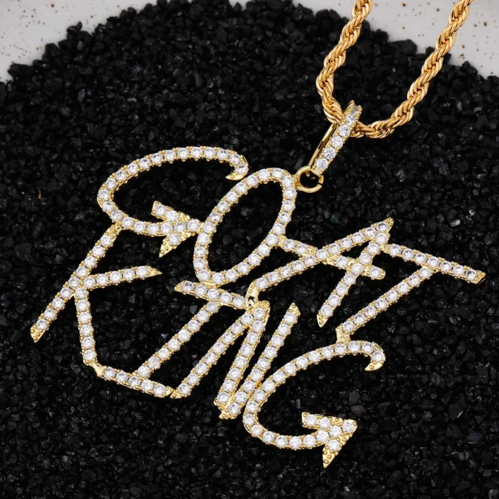 TOPGRILLZ пользовательское имя Iced Out теннисная цепочка буквы ожерелья с подвесками для мужчин Подвески Циркон хип хоп ювелирные изделия с 4 мм теннисная цепочка