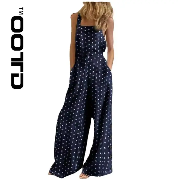 

OOTD Women Jumpsuits Loose Wide Leg Full Length Women Sexy Sleeveless Vintage Checked Plaid Suspenders Playsuits Casual Overall