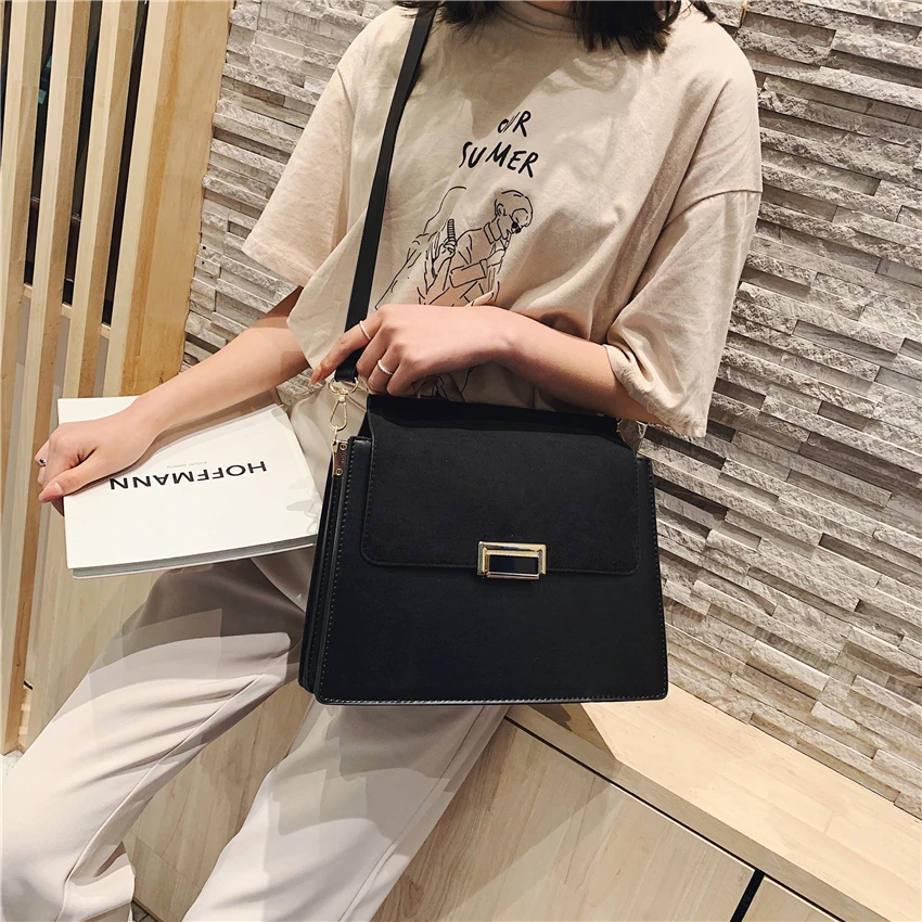 New Fashion Crossbody Bags Over Shoulder Famous Brand Nubuck Leather Handbags Female Large Capacity Messenger Bag Bolsos Mujer