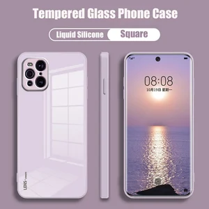 luxury tempered glass phone case for oppo find x3 pro lite findx3 x3pro x3lite 5g liquid silicone frame candy color bumper cover free global shipping
