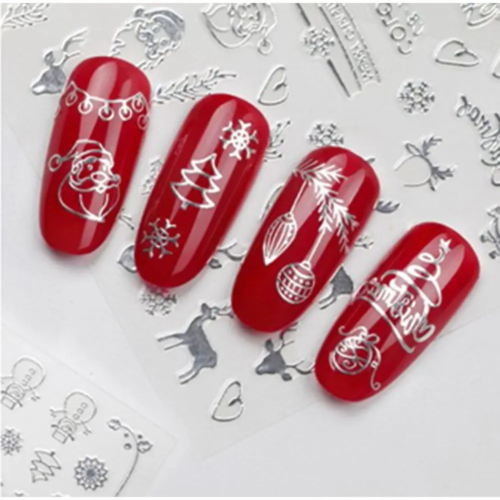 

nail decoration Silver Christmas multistyle snowman Nail Sticker Decal snowflake envelope