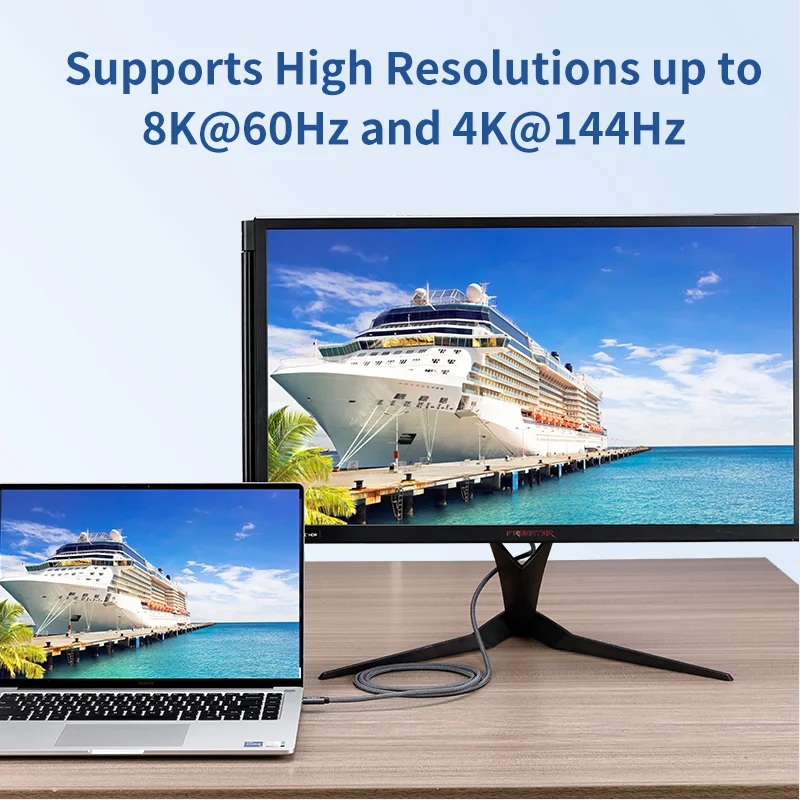 Новый кабель с разъемом типа C на DP 8K 60 Гц 2 м 3 USB для DisplayPort 8k 2021 MacBook Pro M1 Mac Mini XPS |