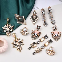 ztech new champagne shiny glass crystal ear earrings for women wedding dangle drop earring vintage party designer jewelry