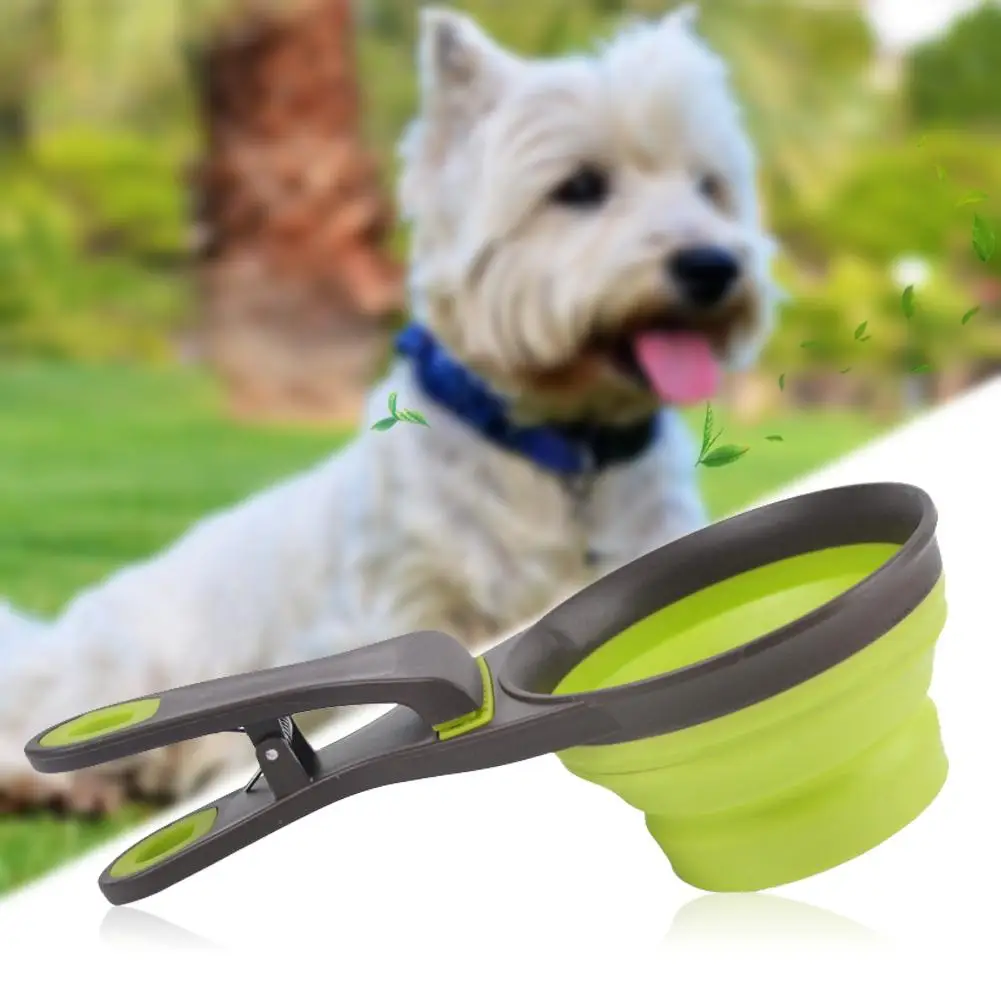 Переносная чаша для домашних животных складная силиконовая миска ложка хранения