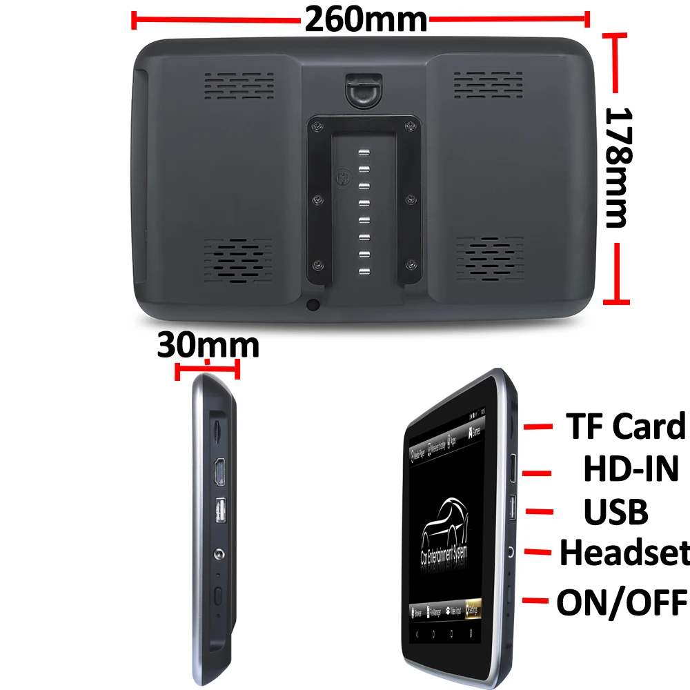 IPS-монитор для подголовника автомобиля YAZH 10 1 дюйма 2 + 16 ГБ Android 9 0 Pie 1920*1080 HD 4K Bluetooth