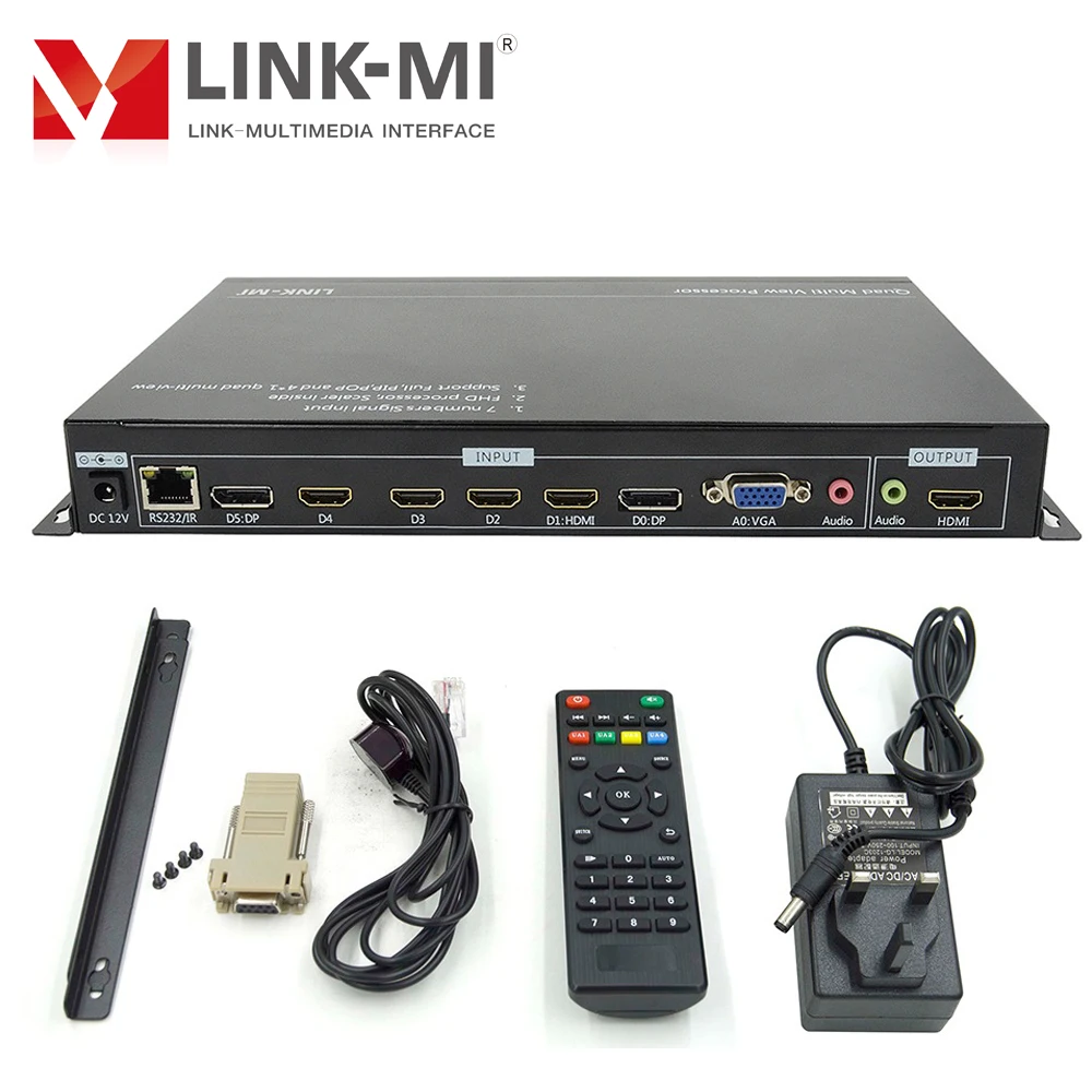 LINK-MI 4x1 Quad HD видео мультиплексор HDMI мультиплексор VGA + DP + HDMI Вход 1080P видео синтезатор 7 в 1 выход HDMI переключатель (art.: 79ab7e7c6) - 79ab7e7c6