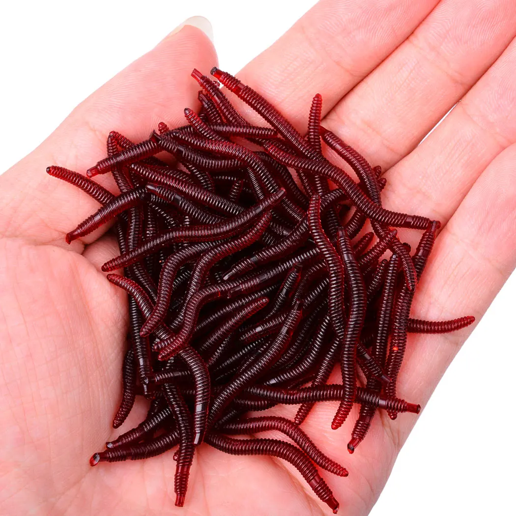 

20/50PCS Fishing Lures Lifelike Fishy Smell Red Soft Lures Simulation Earthworm Luminous Worms Fishing Lure Artificial