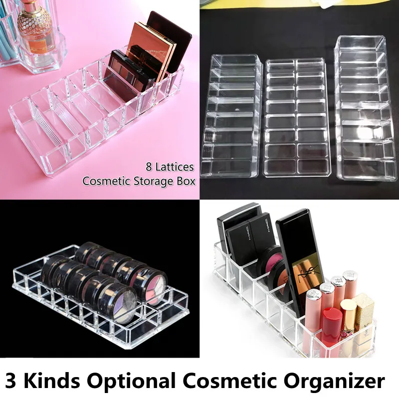 Пластиковый ящик для хранения с 8 отделениями помады/пудры чехол прозрачного