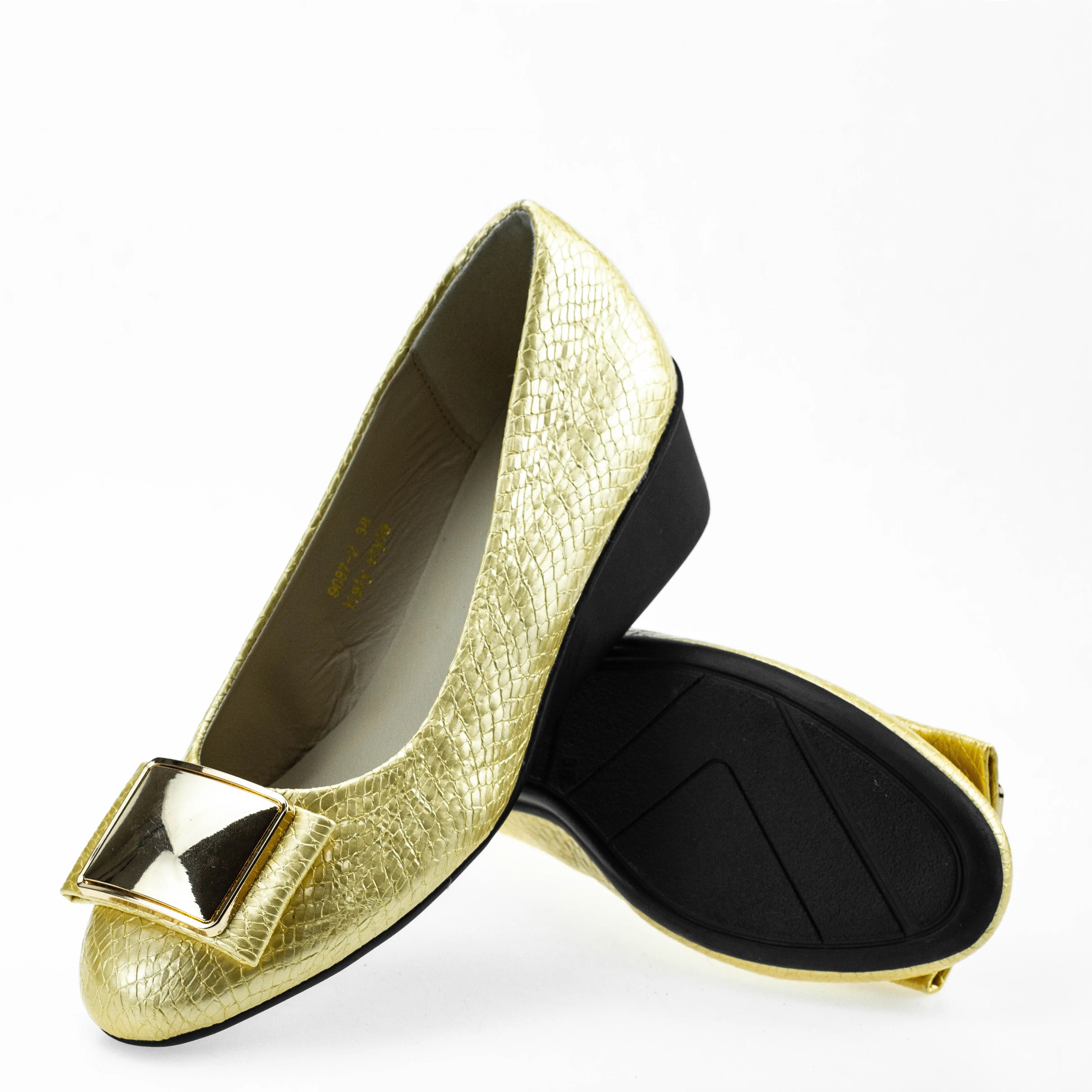 9087-2 Classic Silvery Women Shoes Square Buckle Ladies Ballet Shoes Sexy Slip on Loafers Female Footwear Woman Wedge Heels New