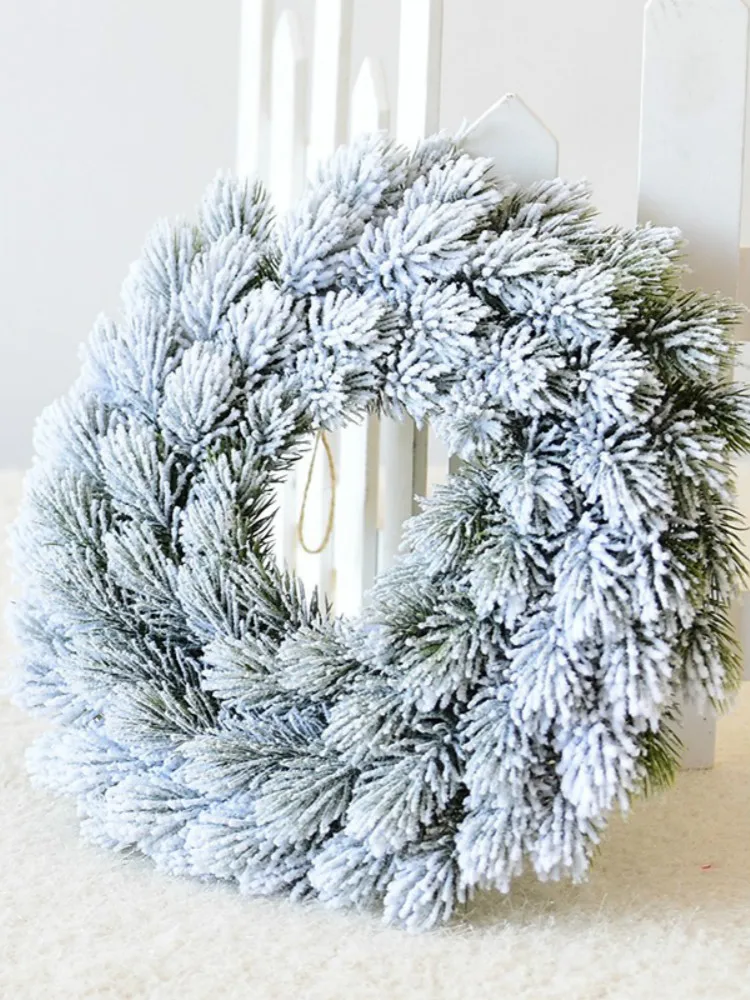 

2020Christmas wreath flocking cedar Christmas door hanging European-style decorations Merry Christmas home Christmas decorations