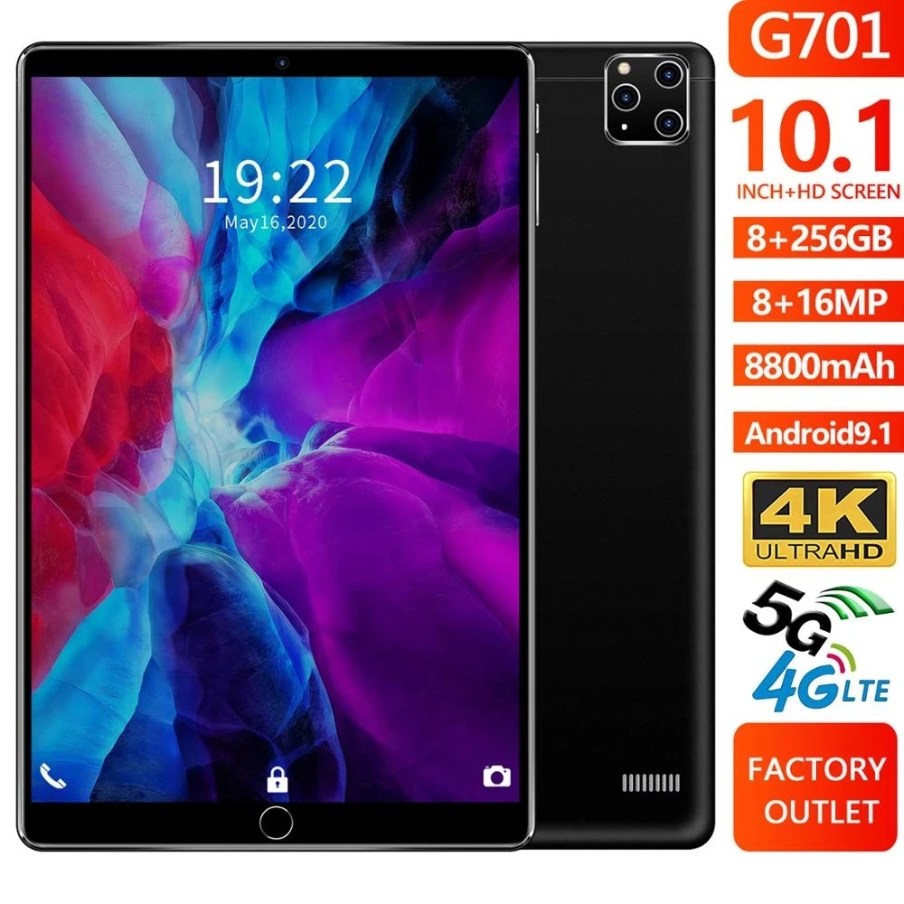 

8G+128GB 10.1 Inch Tablet PC 4G LTE Android 9.0 Octa Core Tempered tablets Ram 8GB Rom128GB WiFi GPS 10.1GPS Tablet IPS Dual SIM