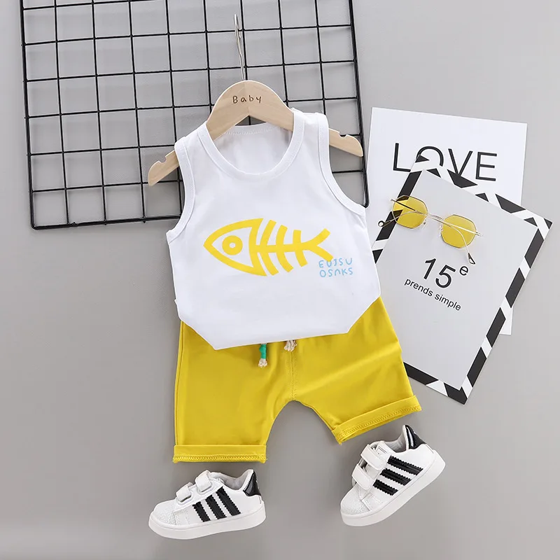 Летняя мода Детская Хлопковая одежда для маленьких мальчиков и девочек жилет с