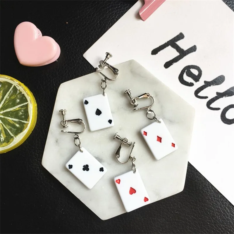 Креативные висячие серьги с игральными картами 4 стиля полимерные пластиковые