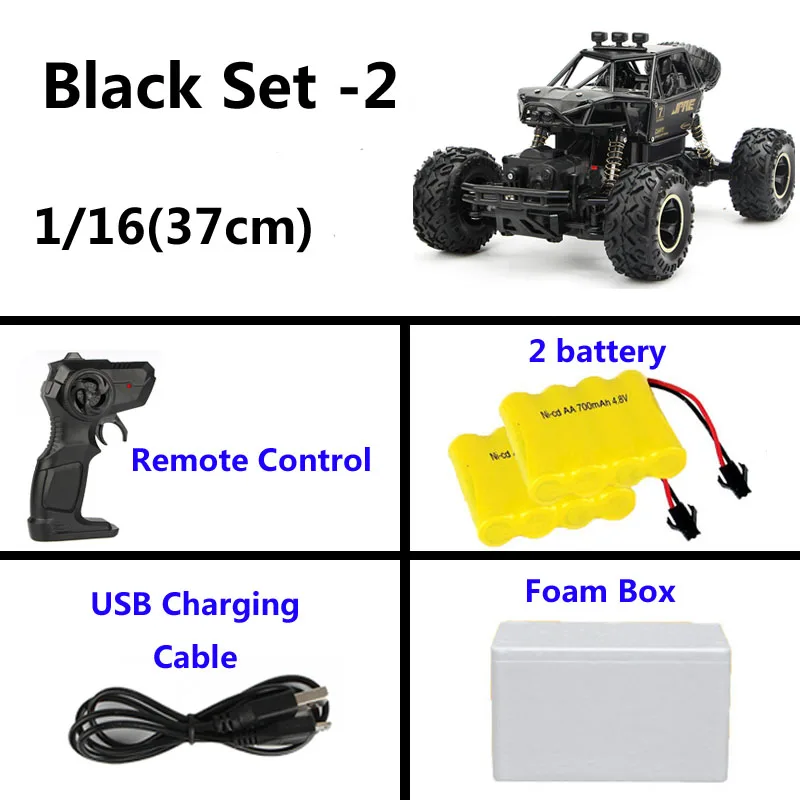 37cm Black(2battery) 1:12 4WD RC автомобили 2,4G радиоуправление 4x4 вождение автомобиля двойной привод двигателей Bigfoot автомобиль высокая скорость внедорожные Грузовики Игрушки для детей - Цвет: 37cm Black(2battery)