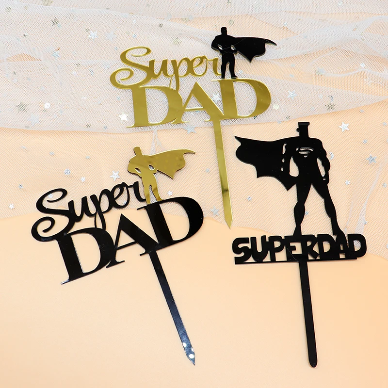 

New Acrylic Super Dad Happy Birthday Cake Topper Father's Day Daddy Birthday Party Cake Decorations Favors Supplies
