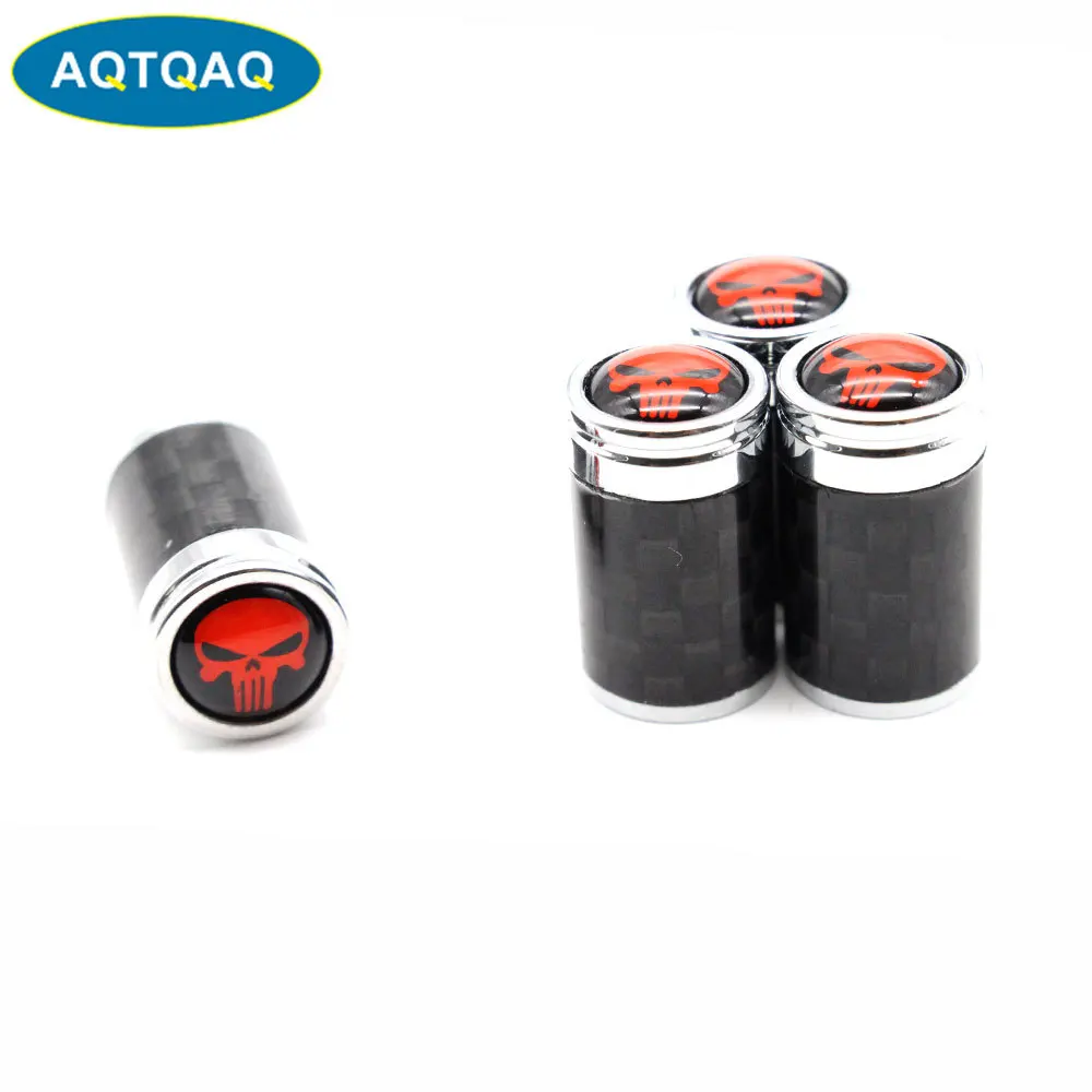 4 шт./компл. медь + углеродное волокно Череп Стиль крышка на стержень клапана шины