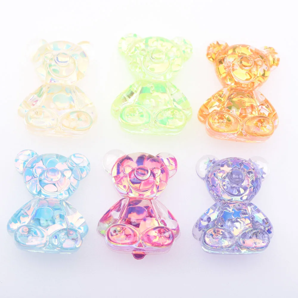 Hot Sell 1 Pcs Resin Little Bear Croc Shoes Charms Lovely Colorful Decorations Bling Rhinestone Metal Kid's Bracelet Accessories