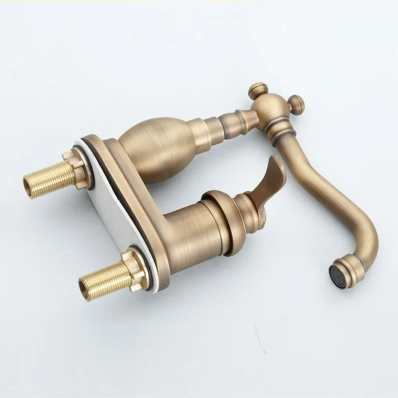 Античный латунный Смеситель для умывальника ванной комнаты с одной ручкой
