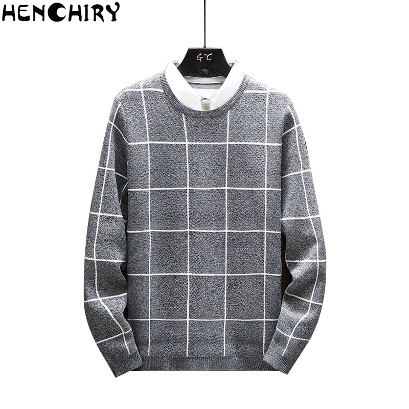HENCHIRY новый осенне зимний негабаритный мужской свитер 2019 свитера для мужчин