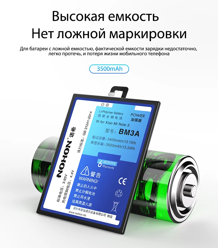 NOHON BM3A BM48 BM34 BM21 батарея для Xiaomi Mi Note Pro 2 3 Сменная батарея Note2 Note3 литий-полимерная батарея+ Бесплатные инструменты