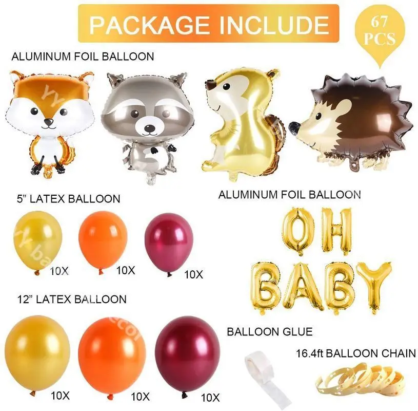

Cartoon Fox Jungle Party Decoration Latex Balloon DIY Set Hedgehog Raccoon Squirrel Foil Balloon Chain Garland Arch Combinatio