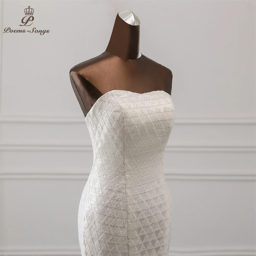 PoemsSongs Новое сексуальное роскошное расшитое блестками свадебное платье robe mariage Vestido de noiva Свадебные платья Русалка robe de mariee