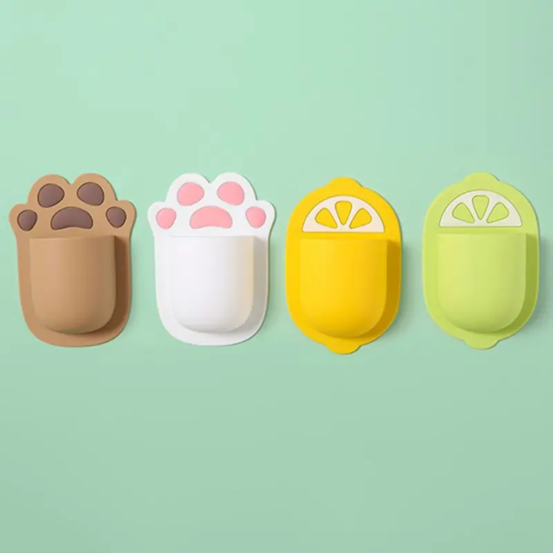 

Wall-Mounted Punch-Free Restroom Toothbrush Silicone Hanger Glue-Free Storage Rack Creative