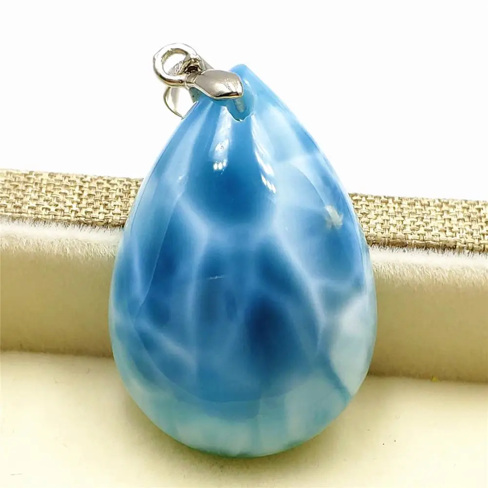 Женский и мужской кулон Larimar из натурального синего камня 31x21x8 мм Подарок на