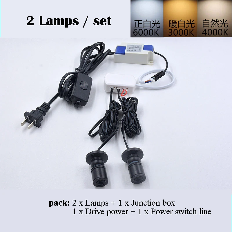 

Светодиодный прожектор для шкафа, светильник для ювелирных изделий, потолочный светильник с поверхностным креплением, 2 шт./компл. с разъемо...