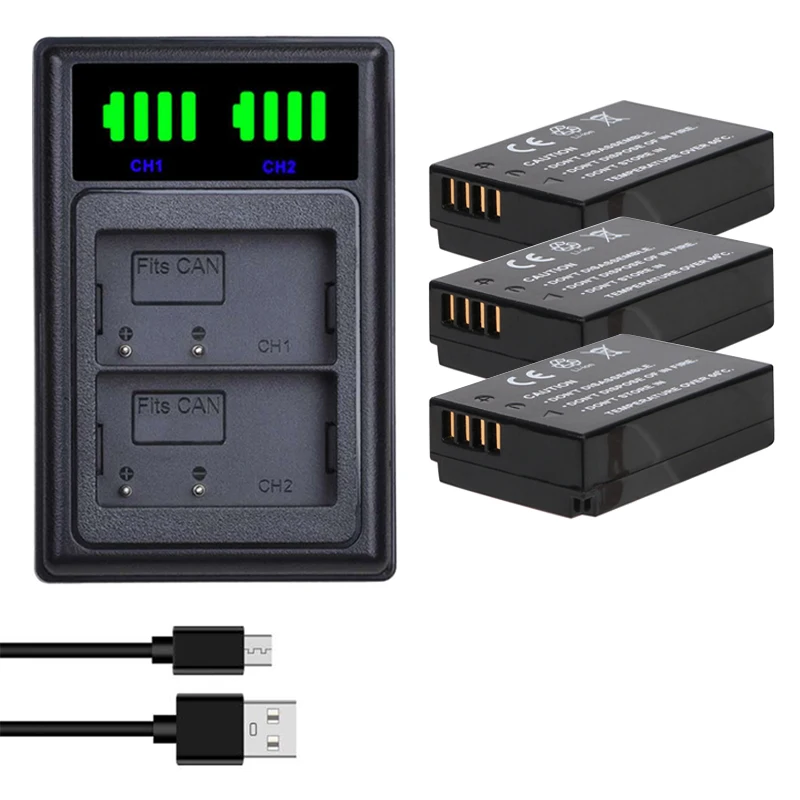 4 шт. LP-E12 LP E12 LPE12 батарея для камеры + LCD USB двойное зарядное устройство Canon EOS M50 M100 100D
