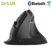 Delux M618 Mini Wireless Bluetooth Gaming Mouse Vertical Ergonomic Rechargeable Computer Gamer Mause RGB Backlit Mice For Laptop