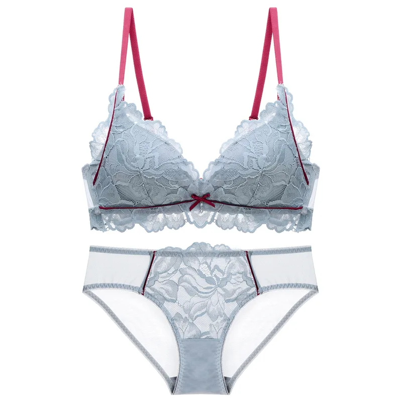 2021 New Contrast Color Padded Push Up Bra Set Lace Sexy Underwear Female Lingerie Dropshiping