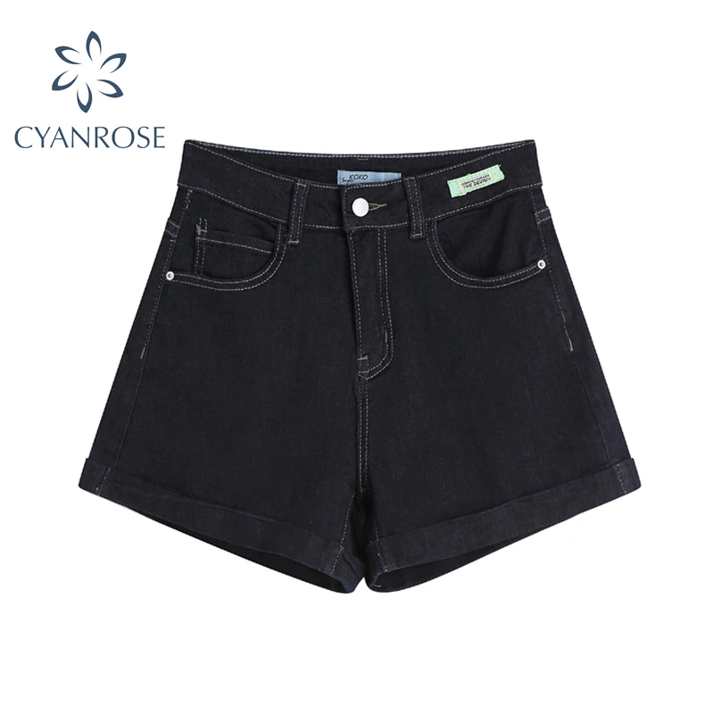 

Fashion Design High Waist Y2k Denim Shorts For Women 2021 Summer Vintage Bright Line Decoration Wide Leg Jeans Shorts Female