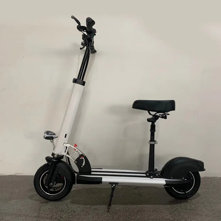 Двухколесный 10-дюймовый электрический скутер с сиденьем и литиевой батареей для