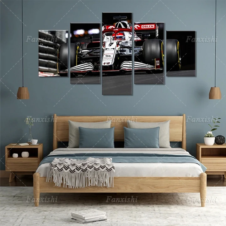 

F1 Racing Track Car 5-Pieces-Poster Wall Art Canvas Painting Hd Prints Modular Pictures Home Living Room Decor Man Gift