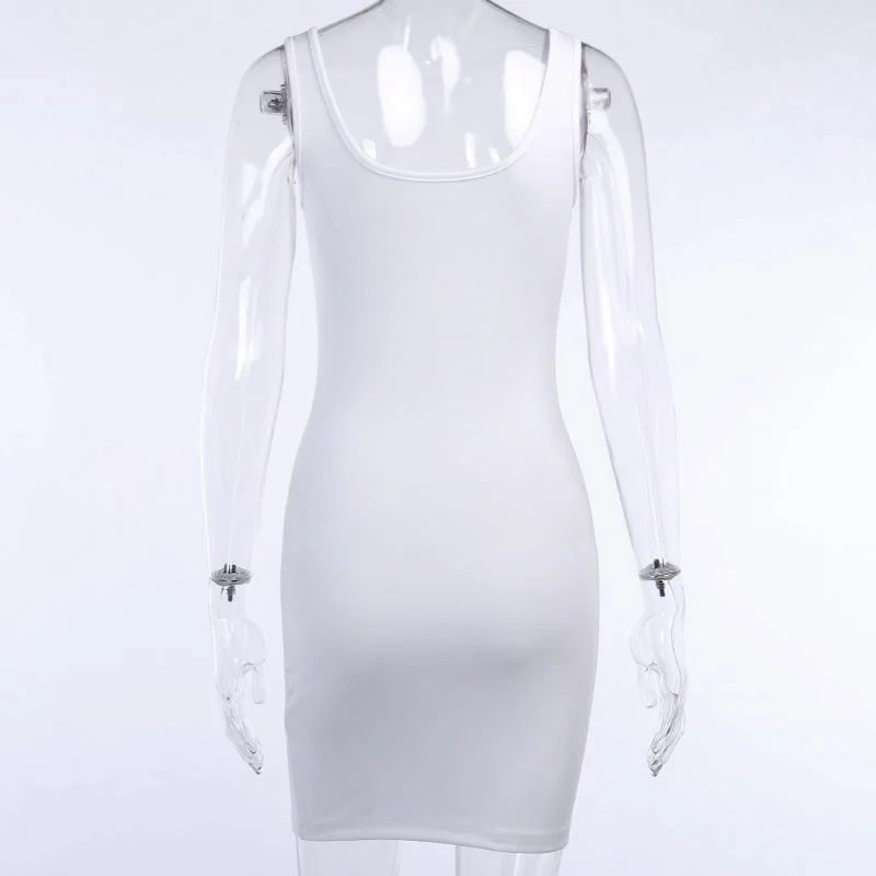 Женское повседневное базовое облегающее однотонное платье без рукавов на