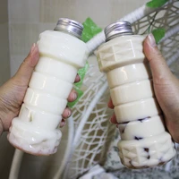 10pcs net red creative milk tea bottles pet plastic juice beverage ice coffee yogurt cup transparent packaging cups with lids
