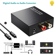 Convertidor de Audio Digital a analógico, fibra óptica, Toslink, señal Coaxial a RCA R/L, adaptador Jack de 3,5mm, decodificador de Audio, amplificador DAC