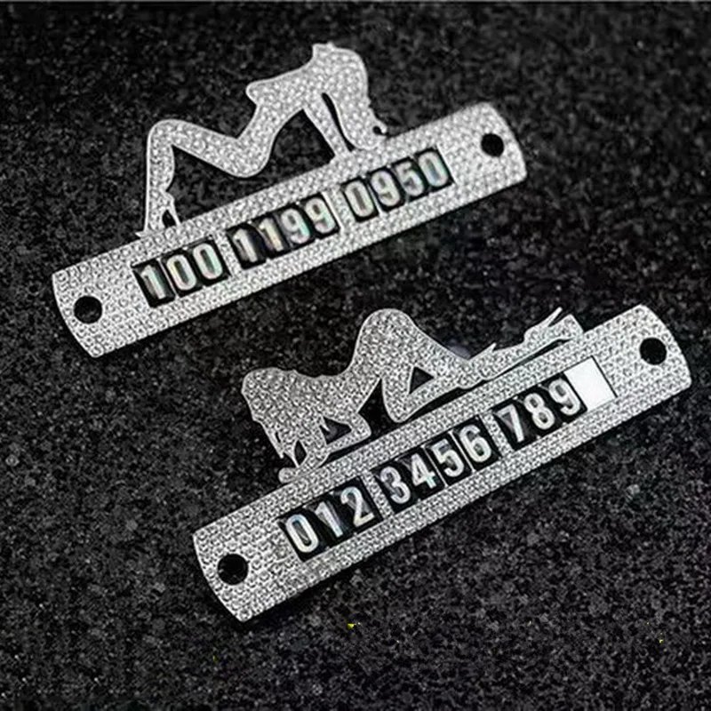Diamond Magnetic Temporary Car Parking Card Crystal Lady Telephone Number Notification Sucker Plate Styling | Автомобили и