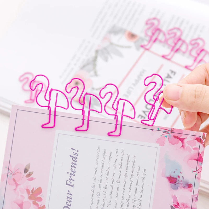 100 шт./лот милые розовые красные Фламинго металлические закладки планировщик