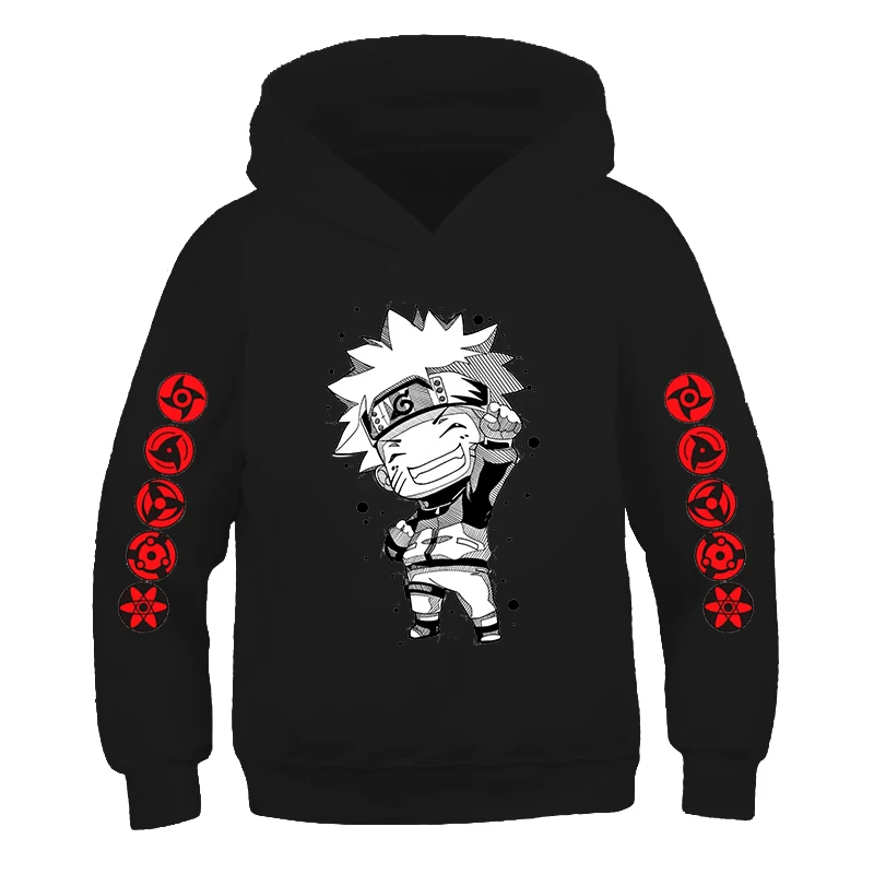 

Ninja black HoodiesChildren's clothes japanese anime Long sleeve Pure Cotton Sweatshirt-Pullovers old three ninja kids hoodies