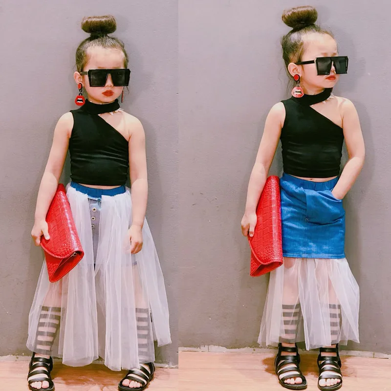 Летняя юбка для девочек детская юбка-пачка Детская сетчатая детские джинсовые