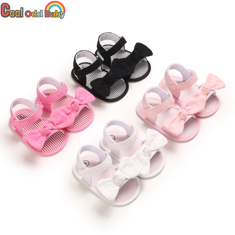 Soft and Comfortable Summer Baby Girl Casual Sandals Velcro Bow Decoration Newborn Infant Non-Slip First Walkers Cute Baby Shoes