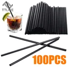 TTLIFE 100 шт. 21*0,6 см, черная фотопластиковая солома, сделай сам вечерние ничная Солома для семейного дня рождения, свадьбы, вечеринки, принадлежности
